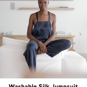 Lunya washable silk jumpsuit in black